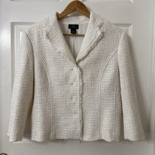 Brooks Brothers  346  Women  s 4 Front Button Blazer Jacket Ivory Sz 14