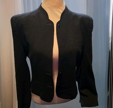Tahari 100 Wool Black Classic Blazer Jacket Button Professional Work Cleavage