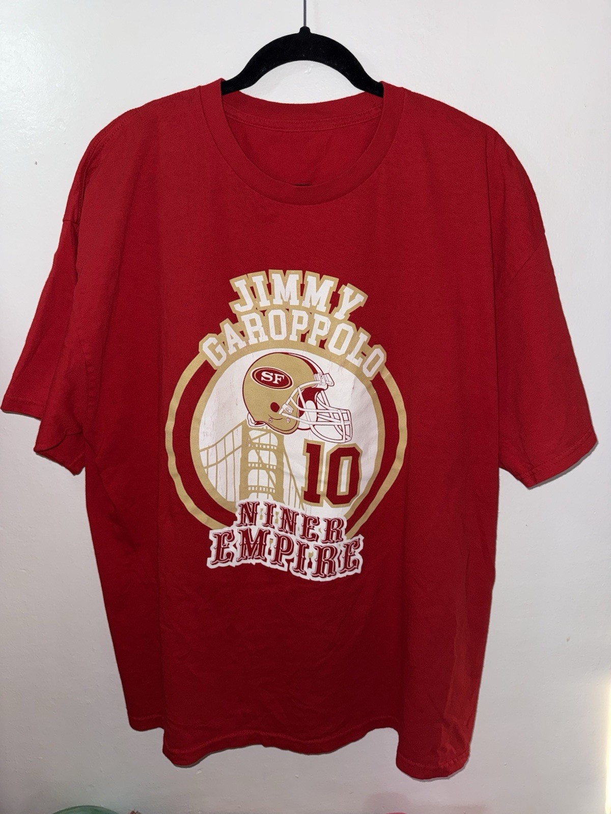 Men's Red Jimmy Garoppolo San Francisco 49ers Graphic Print Cotton T-Shirt XL
