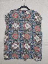 Banana Republic Sleeveless Paisley Print Blouse Large Button Up Chiffon Top