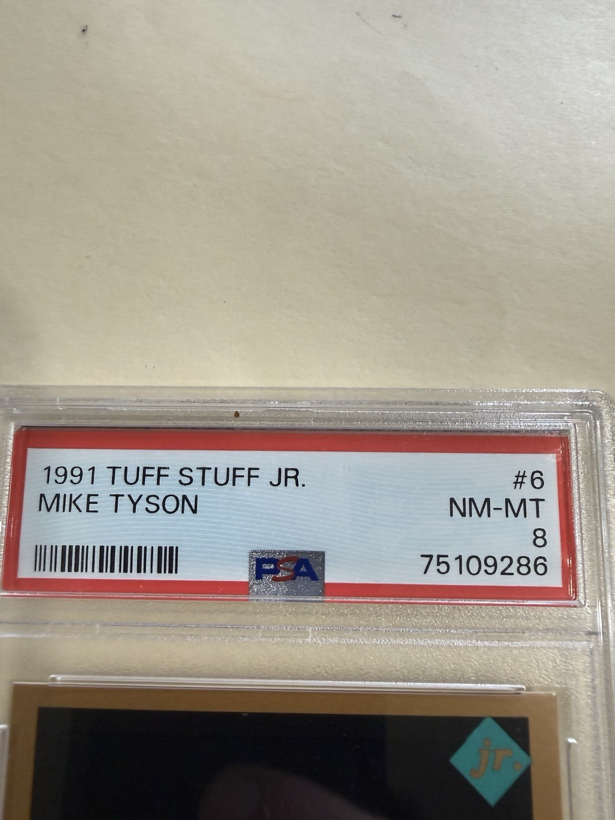 1991 Tuff Stuff Jr. Mike Tyson #6 Boxing Trading Card PSA 8 Graded view 2