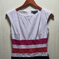 Lauren Ralph Lauren Dress Womens 2 Colorblock Sleeveless Sheath Knee Length