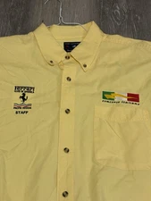 Men’s Ferrari Club Of America Button SS Shirt Yellow Sz XL Port Authority 