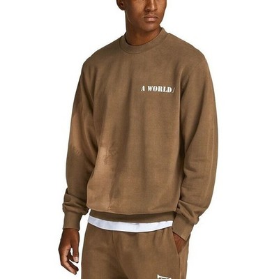 Jack & Jones Men's Cotton Khaki Tie Dye A World Crew Neck Sweatshirt Size XL
