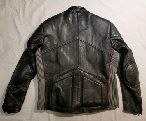 Vintage Yamaha Leather Jacket Black Padded Racer Motorcycle Biker Size 42/Mens M - Picture 2 of 19
