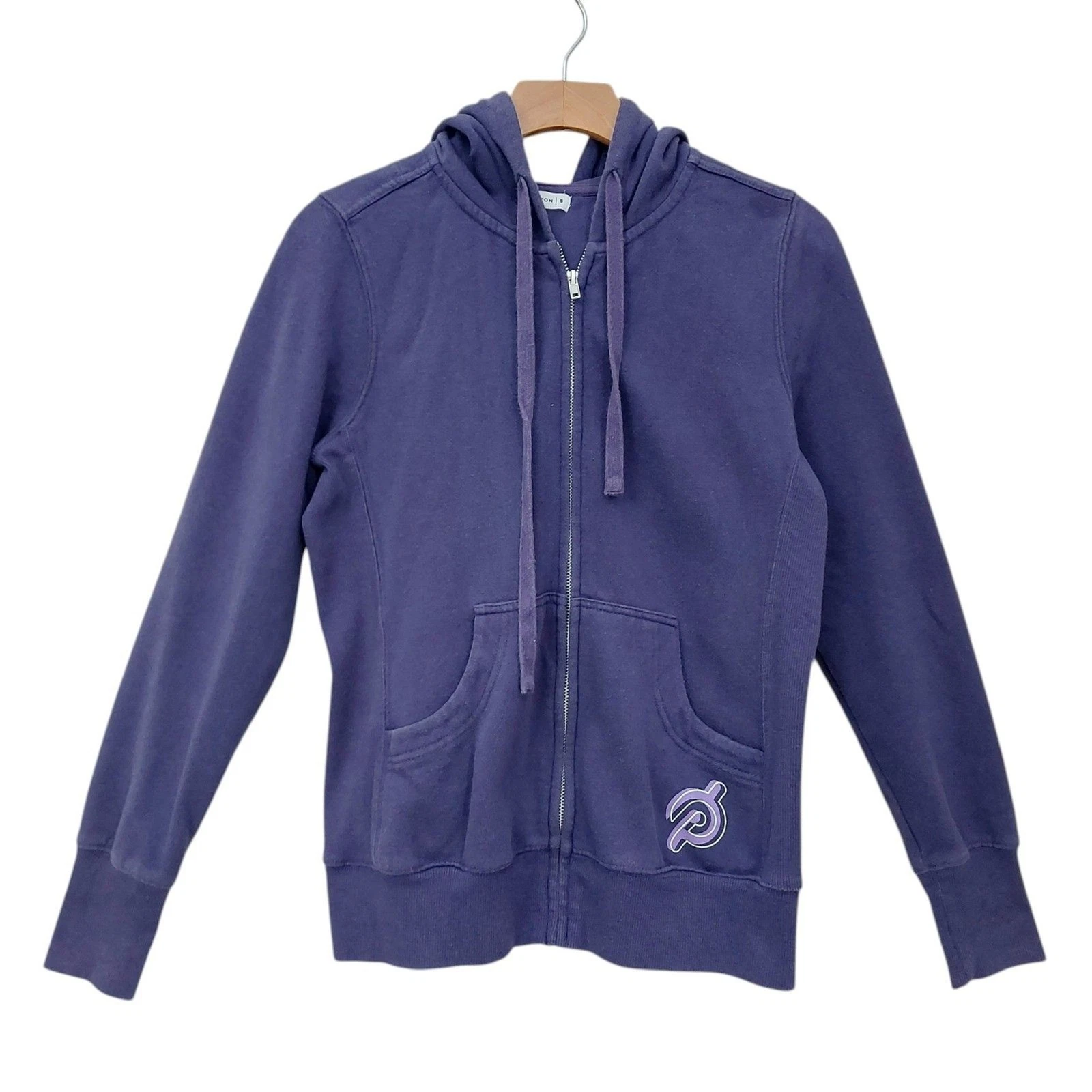 Peloton Hoodie Womens Small Purple Full Zip Cozy Logo Athletic Gym Training