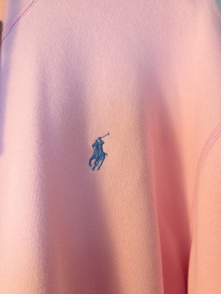 Polo Ralph Lauren HOMBRE Rosa Mezcla de Algodón Forrado de Vellón Pullover Sudadera con Capucha GRANDE NUEVO Foto 2 de 3