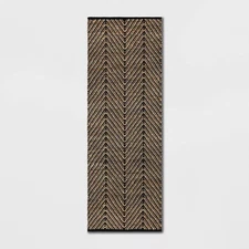 2'4"x7' Handloom Chevron Runner Rug Black - Threshold: Jute & Cotton, Indoor,
