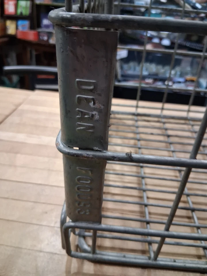 Vintage Wire Milk Crate “Dean Food 93” Industrial Basket - Image 3 of 4