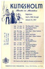 Puppet Theater: Kungsholm Miniature Grand Opera, Chicago, IL. 1966-67 Schedule.