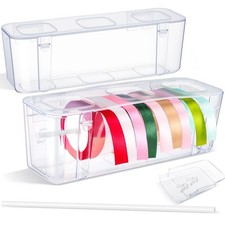 Saypacck 2 Pcs Ribbon Organizer Storage Craft Ribbon Holder Plastic Craft Roo...