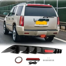 For Cadillac Escalade Rear Bumper Diffuser Fins Splitter Lip Spoiler w/Led Light