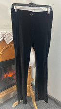 Betabrand Women's Black Velvet Pull On Straight Leg Pants Stretch Size S Petite