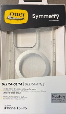 OtterBox iPhone 15 Pro Symmetry Clear Case - Stardust (Clear/Silver), MagSafe,