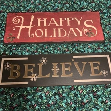 Creative Co-Op Wall Signs Plaque Winter Christmas Rustic Country Home Decor