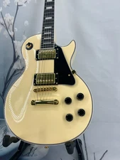 Cream Yellow LP Electric Guitar 6 Strings Solid Body Mahogany Wood Gold Parts