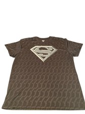 Superman Logo Graphic T-Shirt Men's Gray Polyester Regular Fit Size 2XL