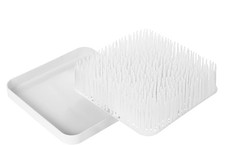 White Boon Lawn Countertop Baby Bottle Drying Rack with Antimicrobial Tray