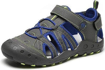 Nzcm Jungen Sandalen Geschlossen Klettverschluss Sommerschuhe,Grau, EUR 28
