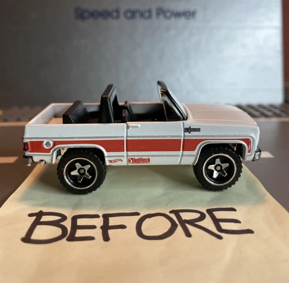 Hot Wheels 5/10 '75 Chevy Blazer Custom CUSTOM Super Real Riders Wheel Swap - Image 4 of 4