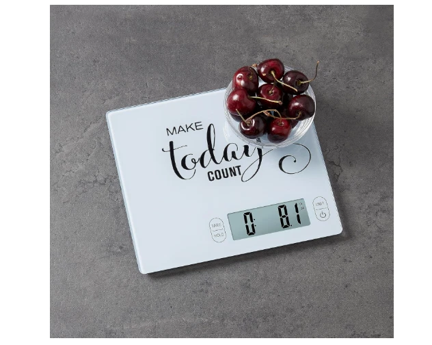 Báscula digital de cocina para alimentos Eat Smart 11 lb vidrio mensaje inspirador LCD Foto 4 de 4