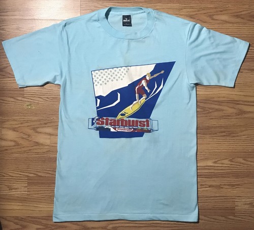 Vintage 80s Anvil USA Starburst Graphic Print Logo T-Shirt Mens M Light Blue - Picture 11 of 11
