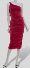 Jump Women's Pink Asymmetric-Neck Side-Shirred Bodycon Midi Dress Juniors' Sz M