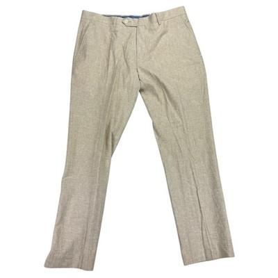 Tommy Hilfiger Mens Hall Modern Fit Linen Blend Suit Pants Tan 36x30