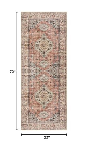 Oriental Washable Runner Rug, 2x6 Runner Rugs for Hallway Kitchen, Ultra-Thin - Bild 2 von 6