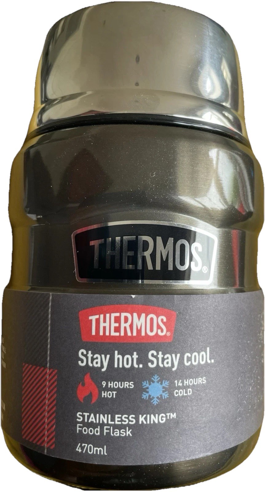 Thermos Food Flask Folding Spoon Grey 470ml Stainless Steel Hot Cold SCRATCH