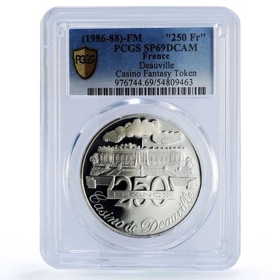 France Deauville Casino Fantasy Token 250 Francs SP69 PCGS silver