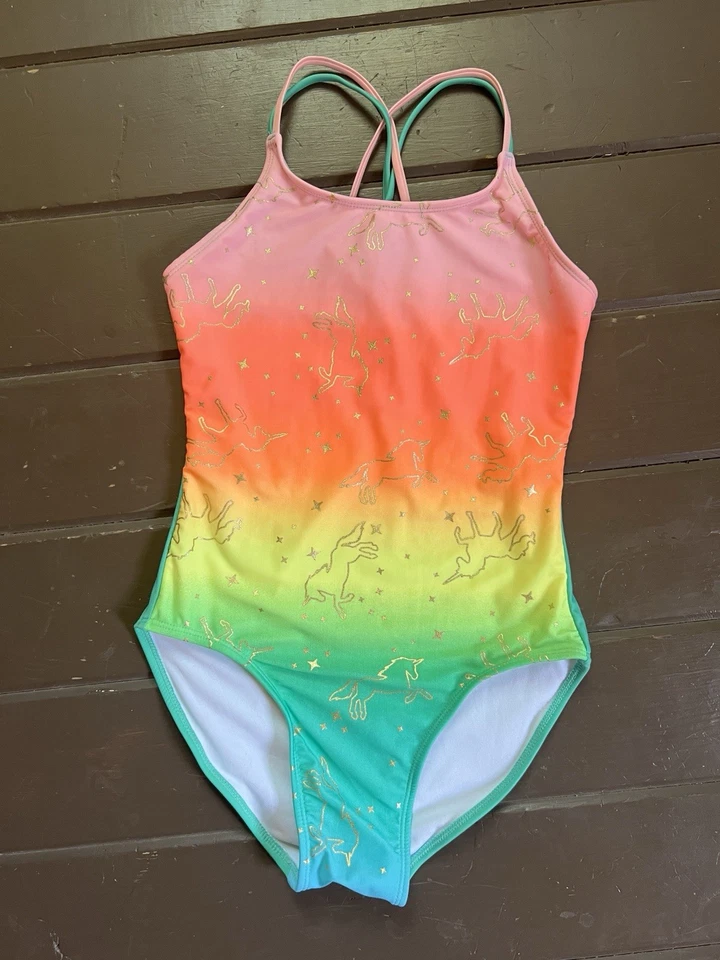 Traje de baño de una pieza Cat & Jack para niñas arco iris ombre Foto 2 de 4