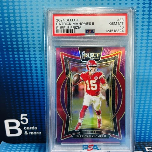 2024 Panini Select Concourse Patrick Mahomes II #33 Purple Prizm 18/75 PSA 10