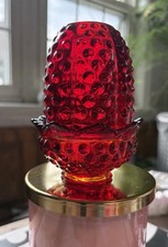 Amberina Hobnail Fenton Fairy Lamp Vintage Ruby Red no damage