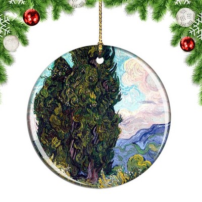 Van Gogh Cypresses Painting Christmas ornament city travel souvenir