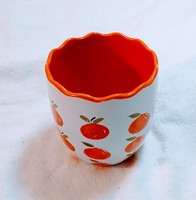Planter/Utensil Holder Ceramic white and  Orange Fruit Design / New
