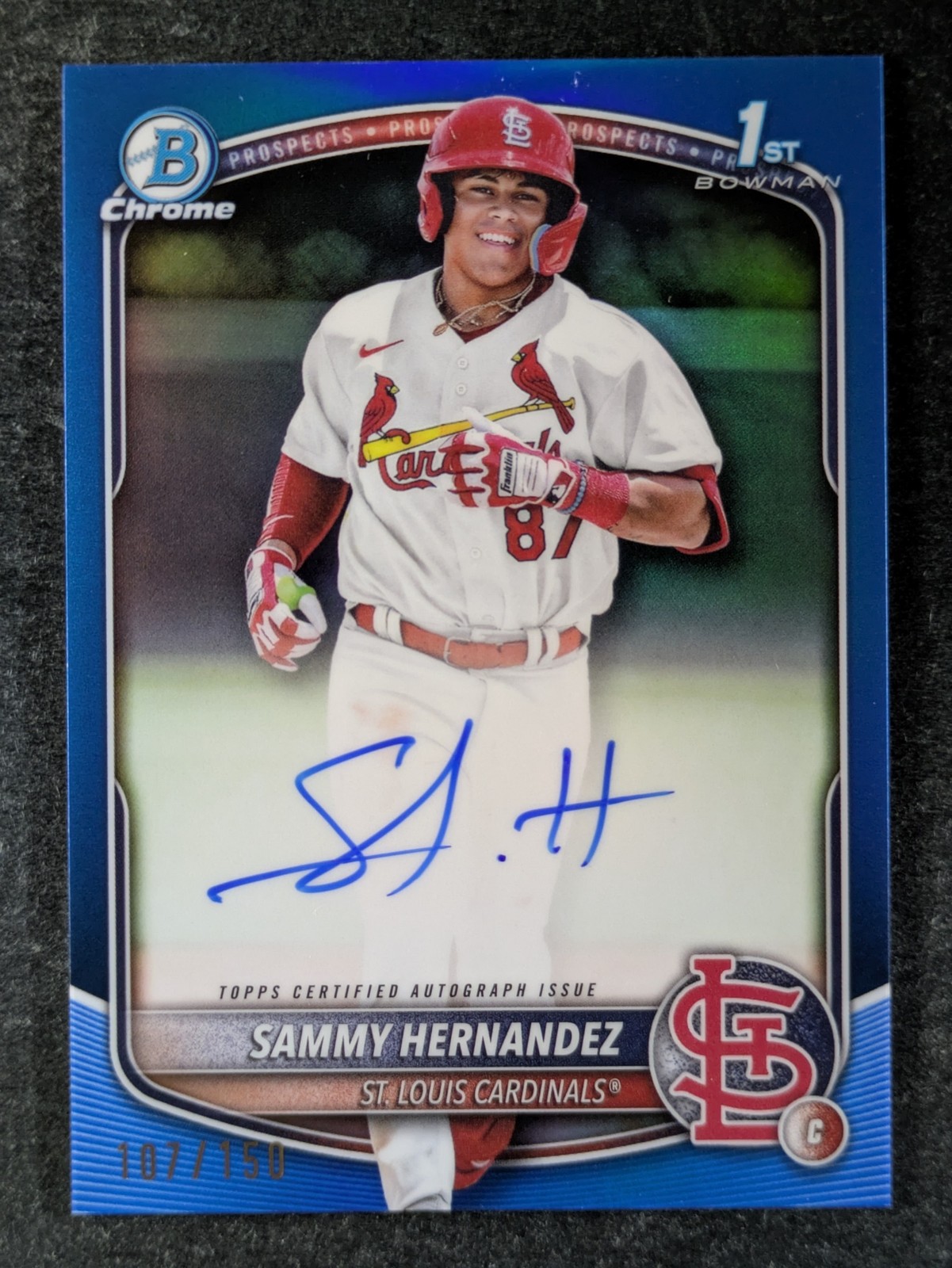 2025 Bowman Chrome SAMMY HERNANDEZ 107/150 1st Bowman Auto Blue Ref. #CPA-SH