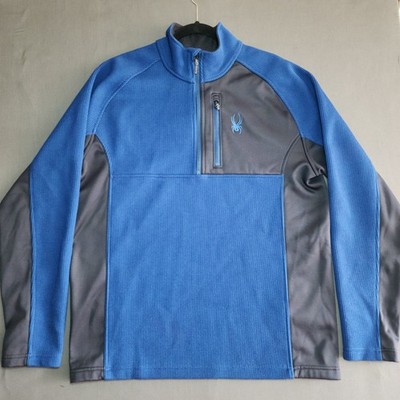 Spyder Quarter Zip Fleece Pullover Mens XL Blue Grey Activewear Gorpcore Tech