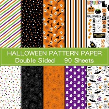 Halloween Scrapbook Paper A5 5.5 x 8.2 Inches 90 Sheets Decorative Pattern Paper