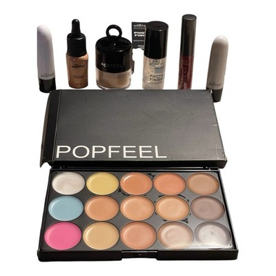 7~Popfeel Eyeshadow Palette & Primer & foundation & matte Lip cream & 2 Lipstics