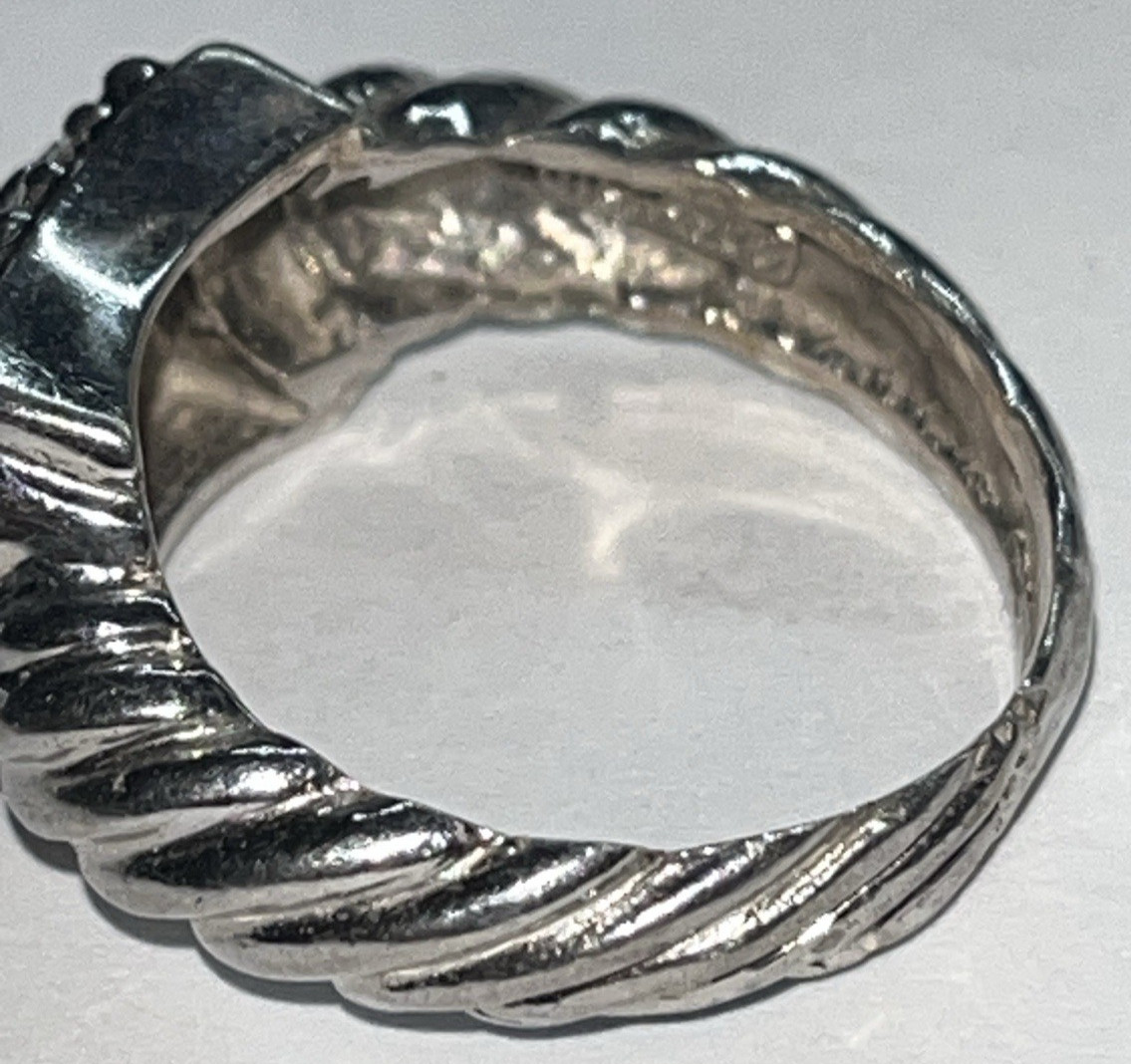 Sterling Silver Ring w Solid 14K Gold Center Rope… - image 6