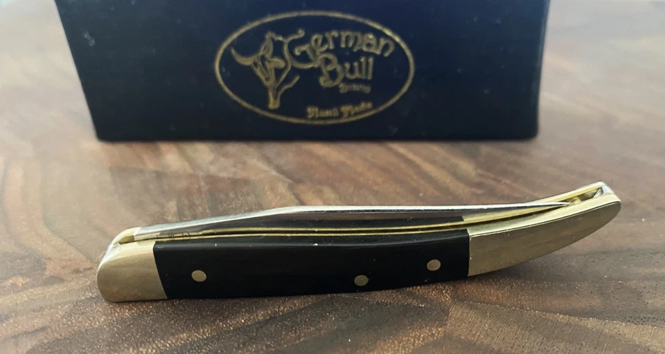 GERMAN BULL BRAND #GB-104 BH Stag Scales Stockman Pocket Knife with box - Image 3 of 4