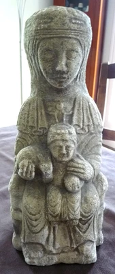 Sculpture calcaire médiévale et romane 36 cm de h base 15,5 x10 cm, poids 5 kg - Photo 1/4
