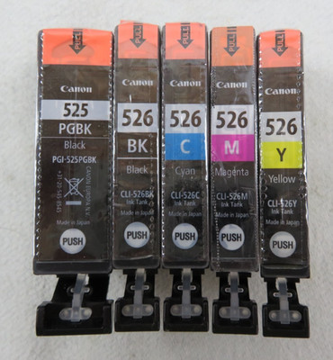 5 Original Canon PGI-525 PGBK CLI-526 BK C M Y MG5150,MG5250,MG5350,MG6150