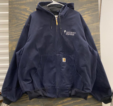 Carhartt J131 USA Made Hooded Duck Jacket XL Navy Full Zip Workwear Union Made