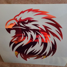Eagle Head Sticker Decal Orange Holographic Permanent Vinyl 5"