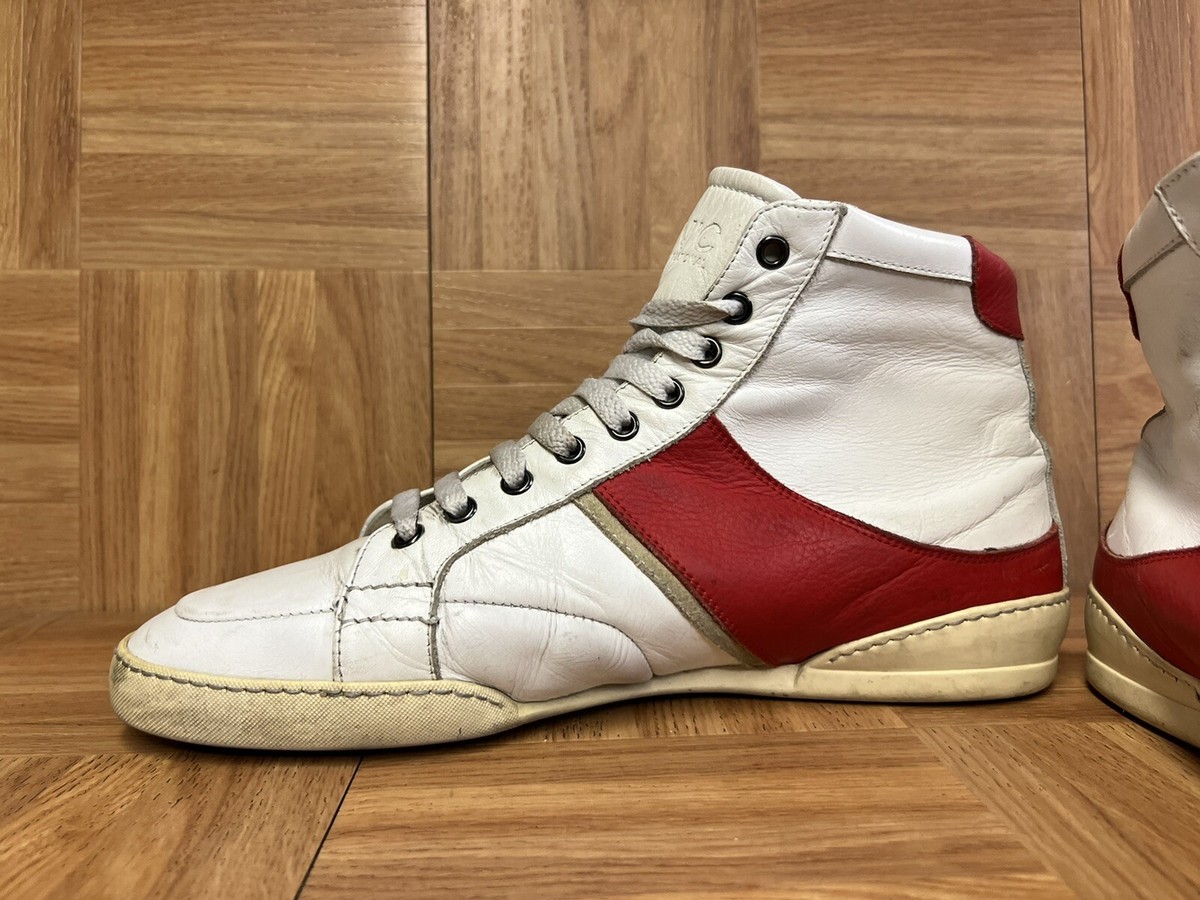 RARE? Costume National White Red Leather High Top Sneakers 