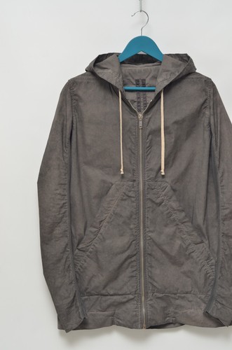 Rick Owens Women's Grey Cotton Dyed Full Zip Hooded Jacket Size L Made in Italty - Picture 11 of 18