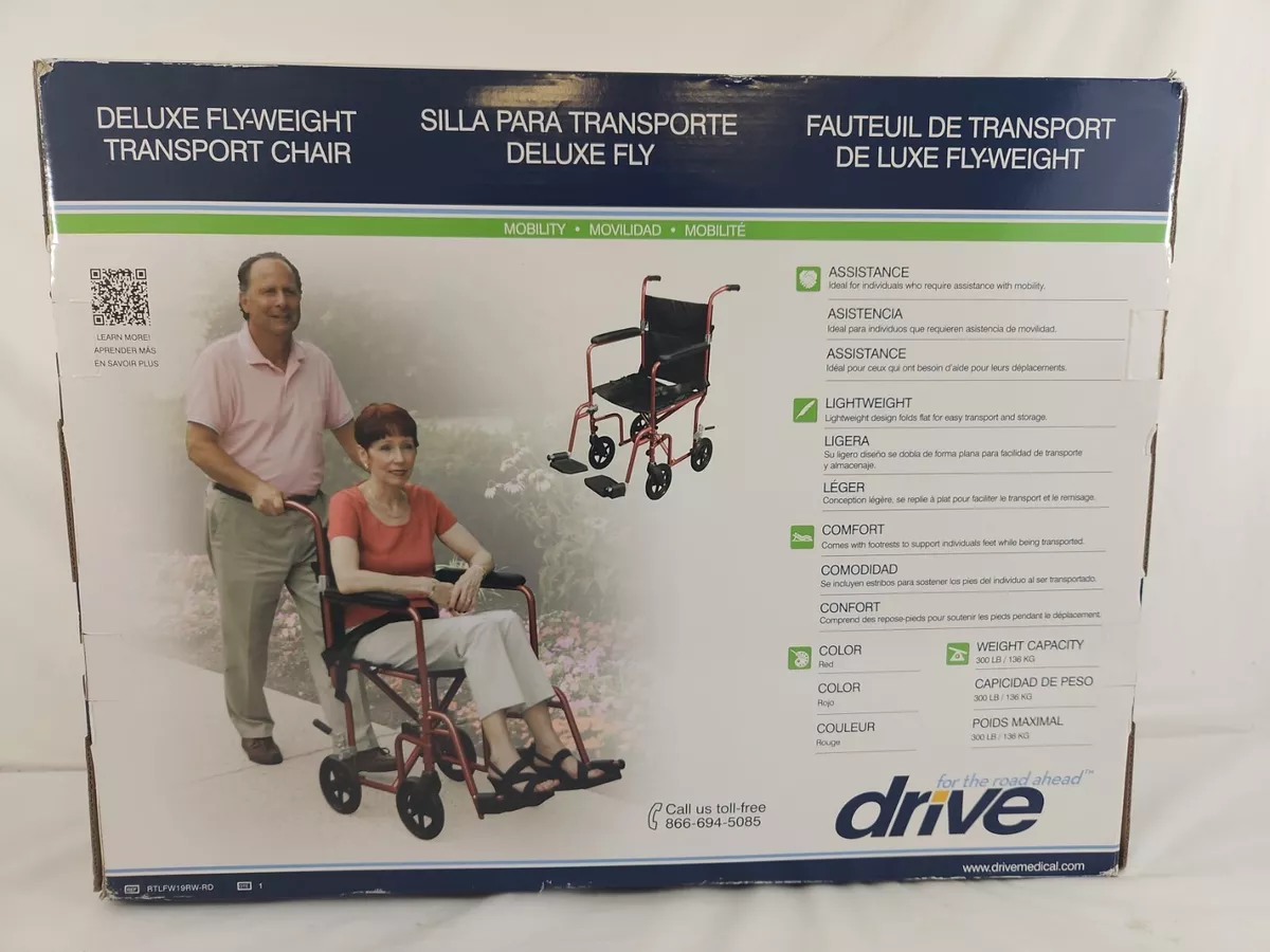 Drive Medical Deluxe Fly Weight Aluminum Transport Chair with Removable Casters
