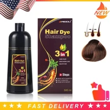500ml Dark Brown Hair Dye Shampoo Natural Ingredient Hair Moisturizing Care US